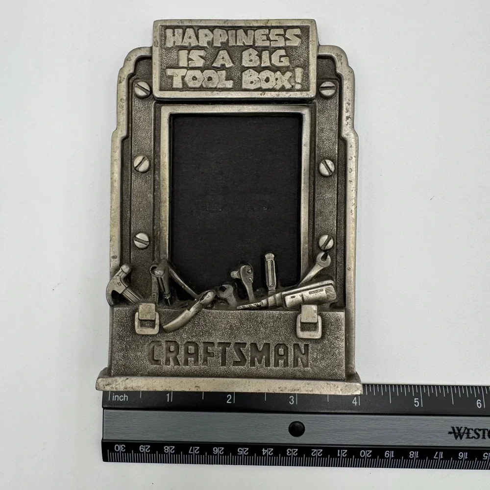Craftsman Picture Frame Happiness Is A Big Tool Box Decor Pewter Tone USA Made
